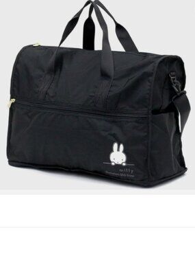 Duffle Miffy XLARGE Boston Weekender 2-Way Bag Purse Rabbit BLACK Travel Folding